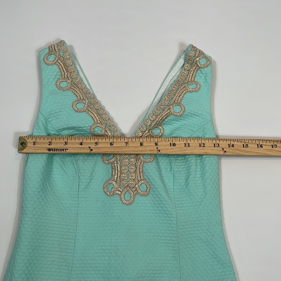 Lilly Pulitzer Dress size 00 Aqua with Gold embellishment - Picture 6 of 12